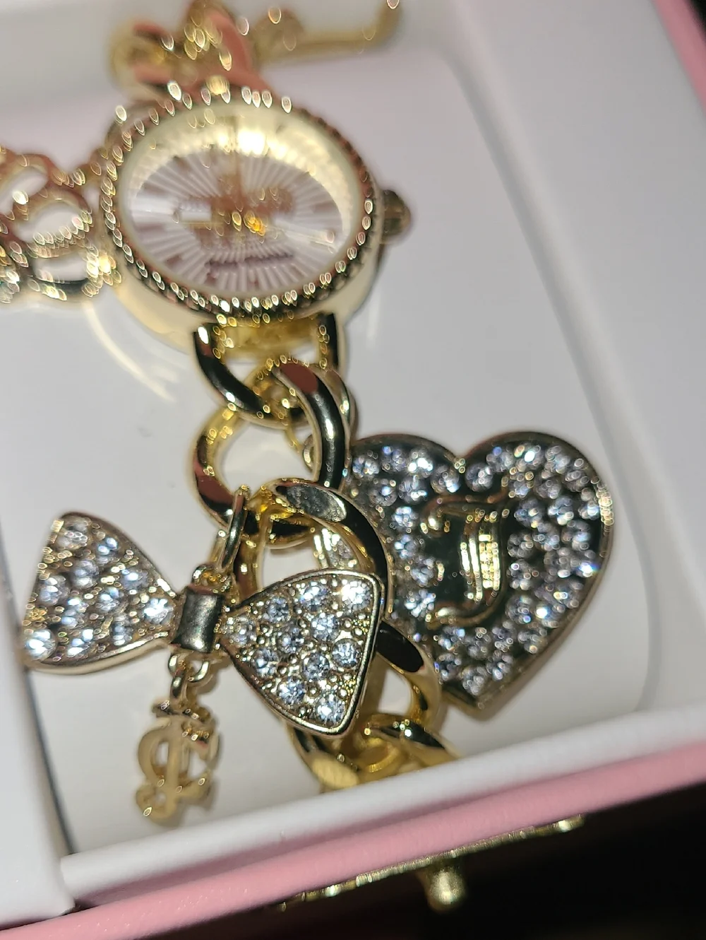 Juicy Couture Gold-Tone Charm Bracelet Watch